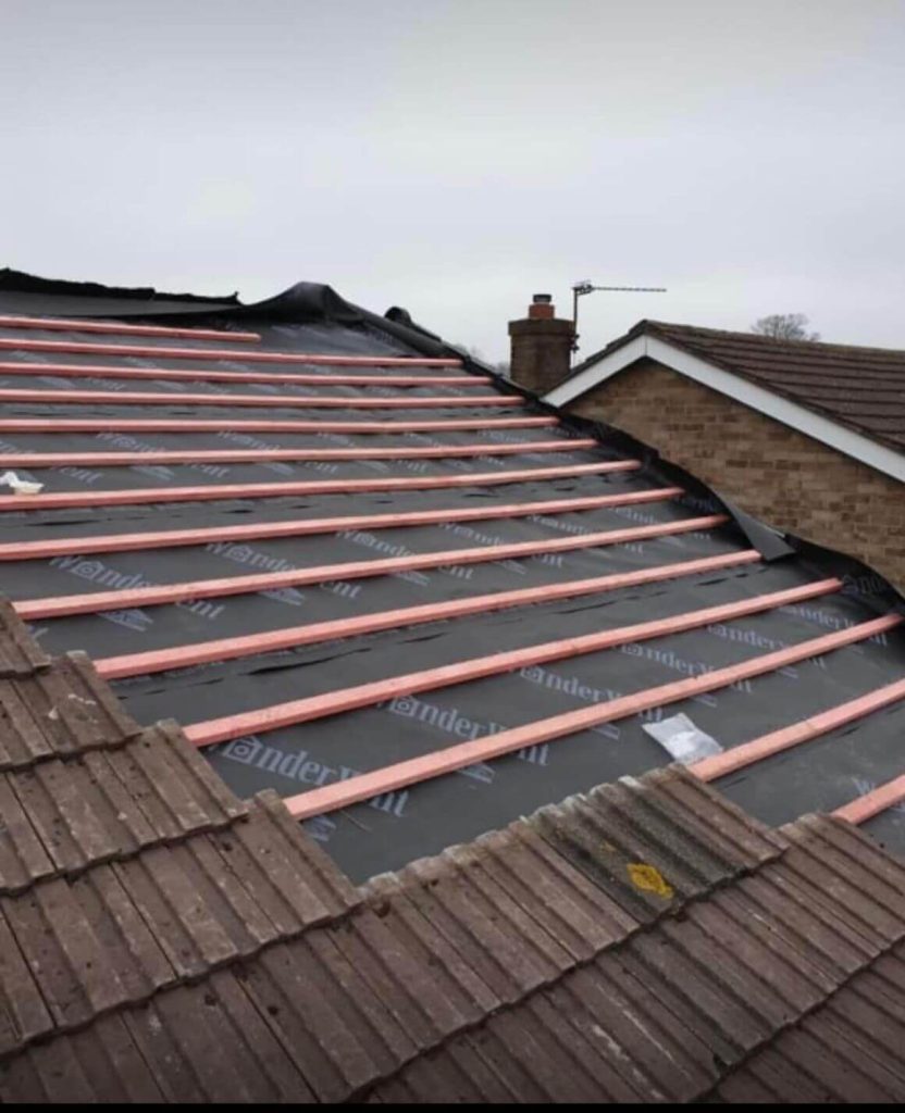 battons on a roof repair